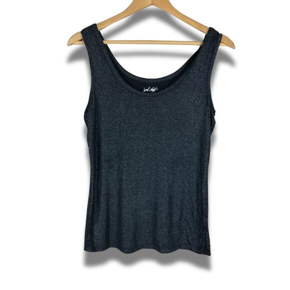 LORD & TAYLOR Black Shiny Tank Top Size Medium - Picture 1 of 5